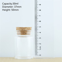 12 sztuk/partia 30ml DIY Mini pragnąc szklane butelki korek rzemiosło 37mm Tiny puste słoiki korek korek przezroczysty pamiątka pojemnik 6